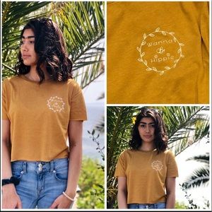 HIPPIE CROP TOP “ wanna be hippie “ LOGO